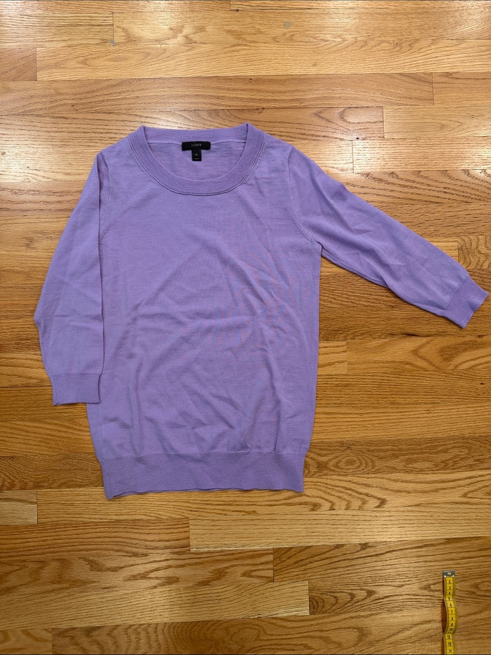 JCrew Classic Merino Wool 3/4 Sleeve Crewneck Sweater in Lilac